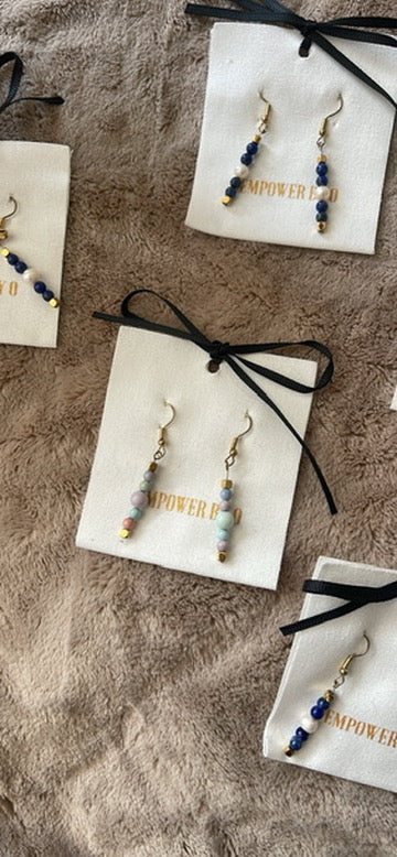 Hand Beaded Rainbow Agate Earrings with Gold Plated Hematite